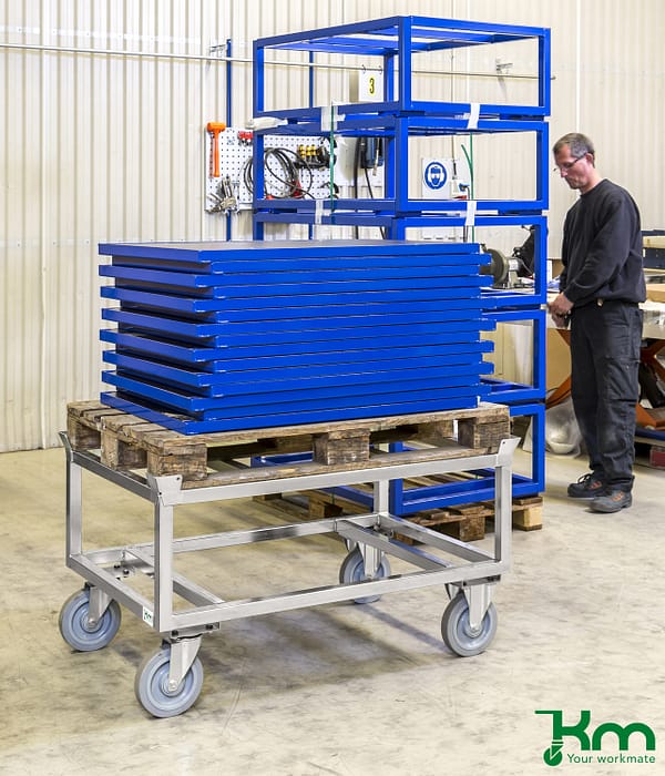 Verzinkter Palettenwagen mit Palettenhalter