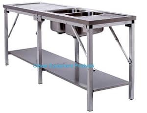 Edelstahl Tisch faltbar mit Spülbecken und Borden